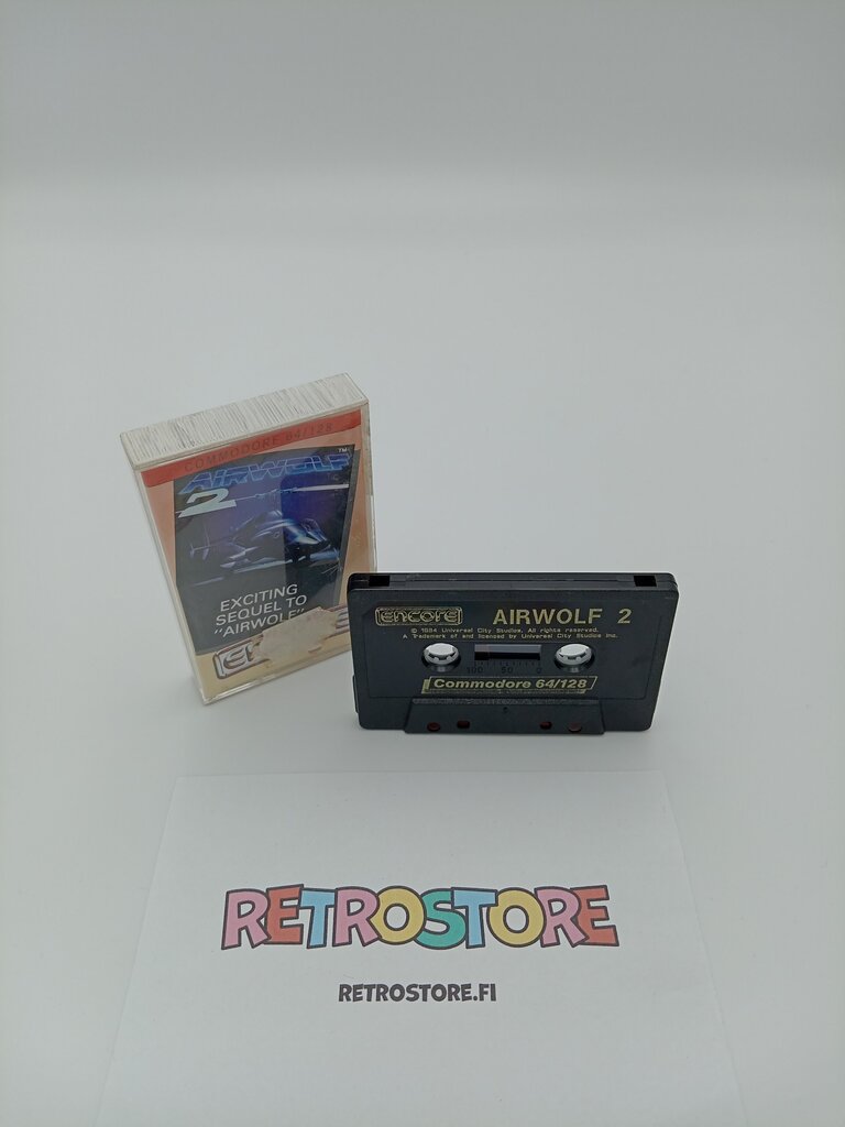 commodore 64 airwolf 2 kasetti ja kotelo