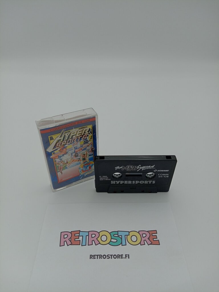 commodore 64 hyper sports kasetti ja kotelo