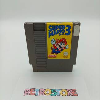 NES Super Mario Bros 3 (L, SCN) etukansi, kaiverrusta kannessa ja halkeama
