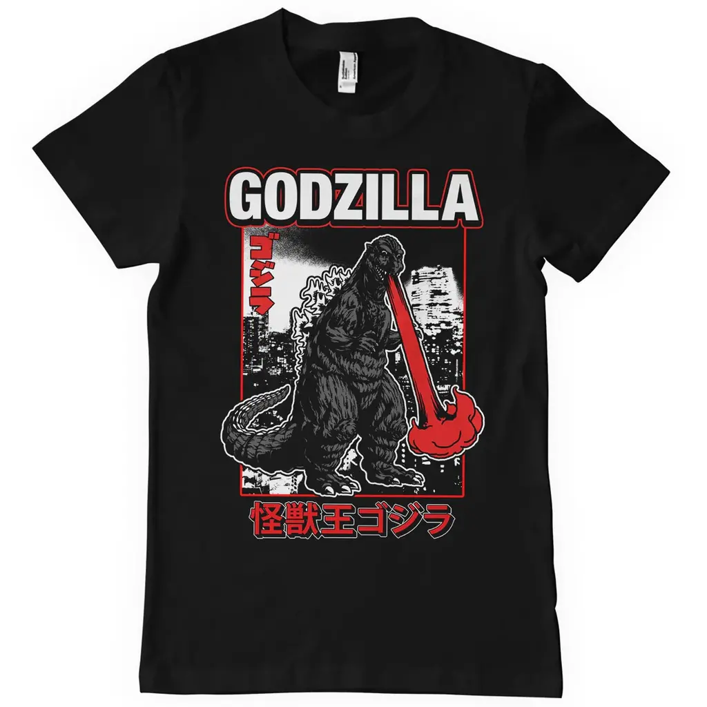 Godzilla-Atomic-Breath-t-paita-musta-printti