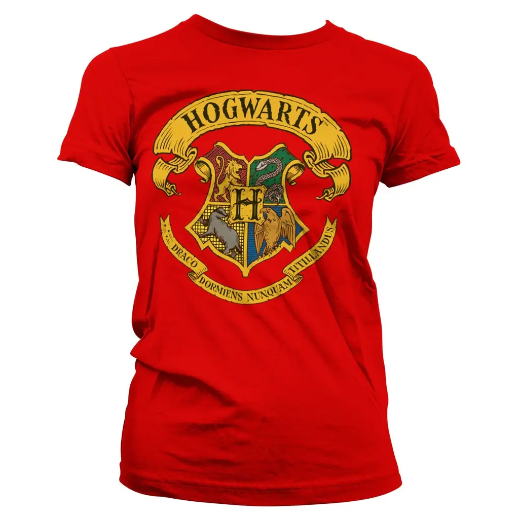 Harry-Potter-Hogwarts-Crest-Girly-t-paita-punainen-vaakuna