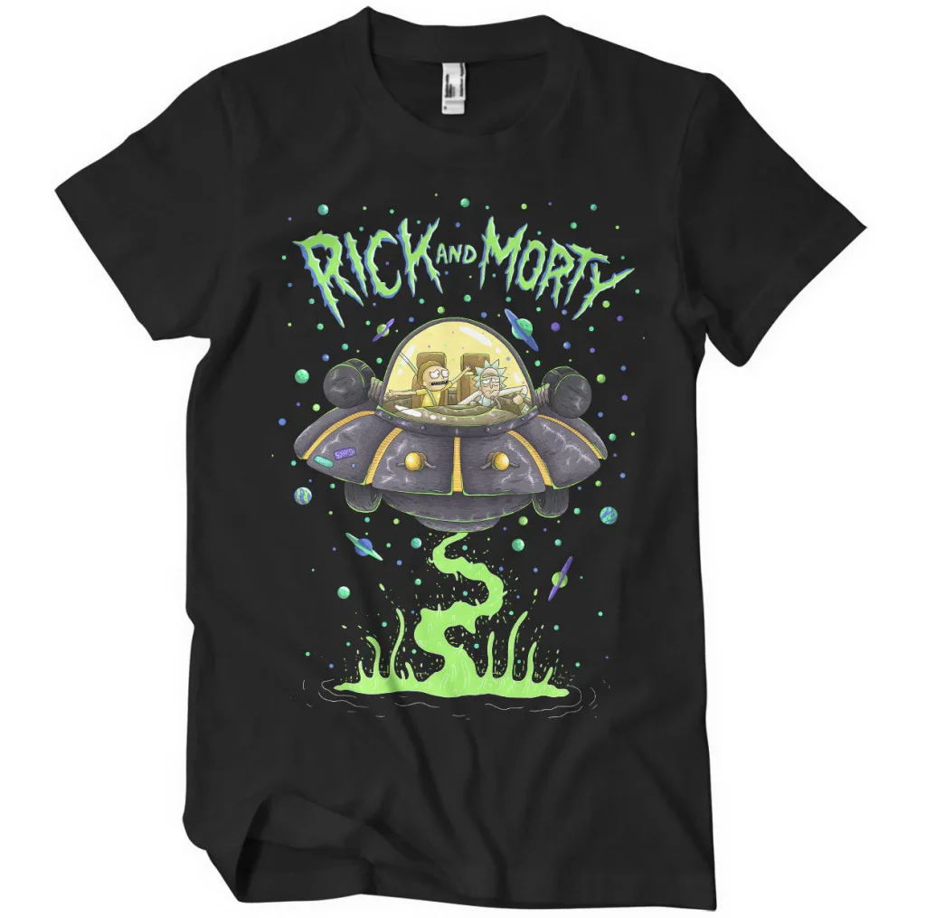 Rick-and-Morty-Space-Ship-t-paita-musta-fanituote